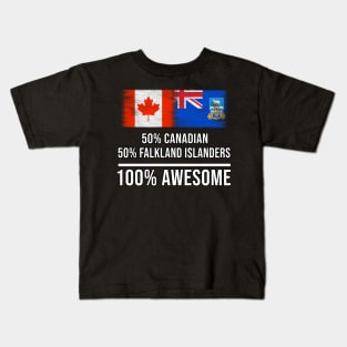 50% Canadian 50% Falkland Islanders 100% Awesome - Gift for Falkland Islanders Heritage From Falkland Islands Kids T-Shirt